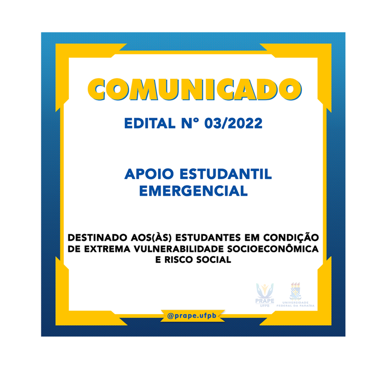 EDITAL Nº APOIO ESTUDANTIL EMERGENCIAL RETIFICADO UNIVERSIDADE FEDERAL DA PARAÍBA
